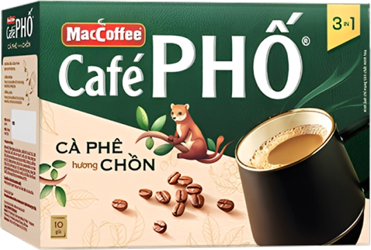 Cà phê MacCoffee Café Phố 3in1 hương chồn — Hộp 160g
