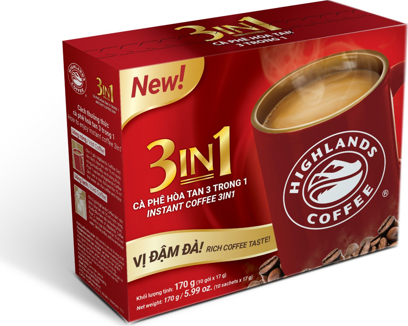 Cà phê hòa tan Highlands 3in1 — Hộp 20 gói