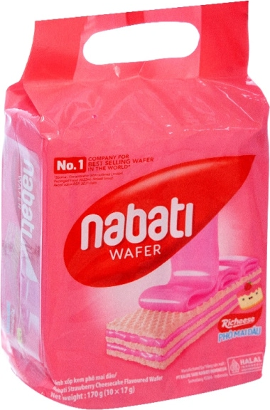Bánh xốp kem phô mai dâu Nabati — Gói 170g (10 gói)