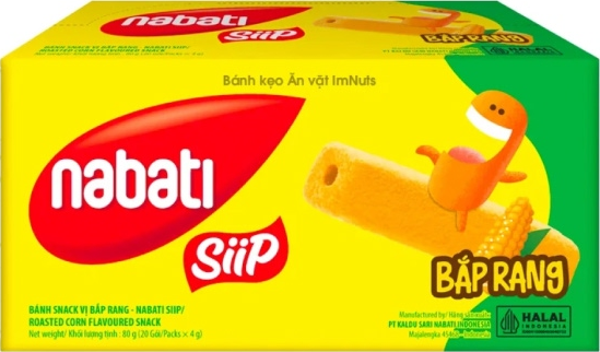 Bánh snack Nabati Siip vị bắp rang — Hộp 80g (20 gói)